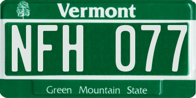 VT license plate NFH077