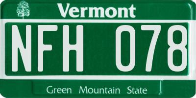 VT license plate NFH078