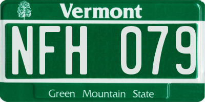 VT license plate NFH079