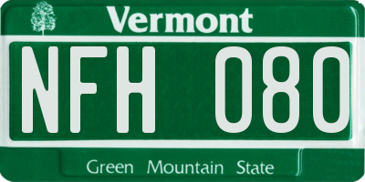 VT license plate NFH080