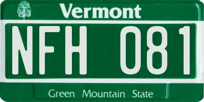 VT license plate NFH081