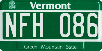 VT license plate NFH086
