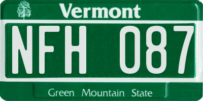 VT license plate NFH087