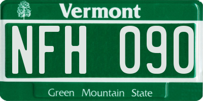 VT license plate NFH090