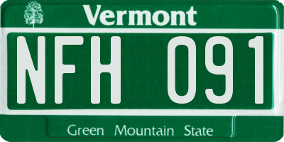 VT license plate NFH091