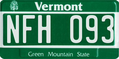 VT license plate NFH093