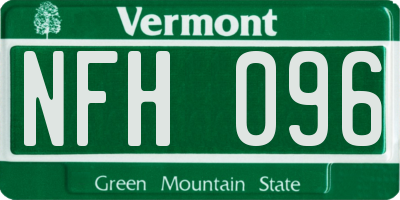 VT license plate NFH096
