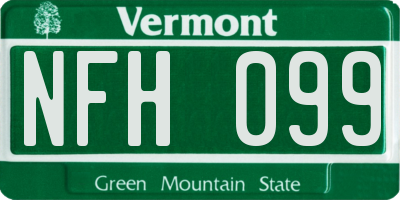 VT license plate NFH099