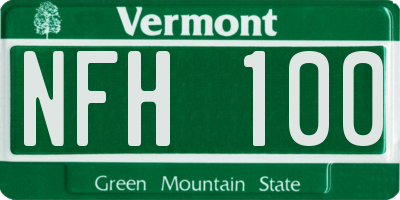 VT license plate NFH100