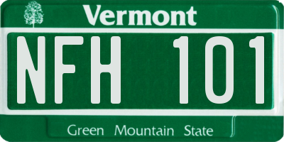 VT license plate NFH101