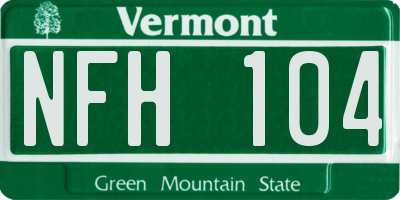 VT license plate NFH104