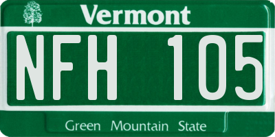 VT license plate NFH105