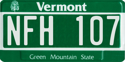 VT license plate NFH107