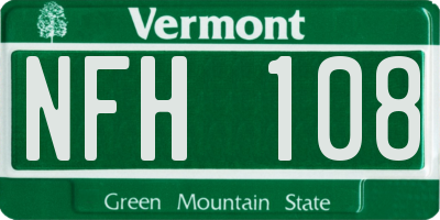 VT license plate NFH108
