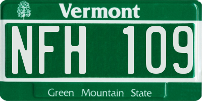 VT license plate NFH109