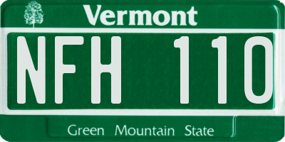 VT license plate NFH110