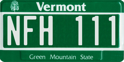 VT license plate NFH111