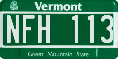 VT license plate NFH113