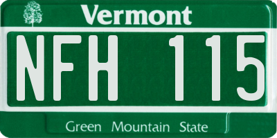 VT license plate NFH115