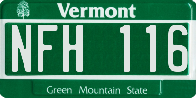 VT license plate NFH116