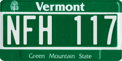 VT license plate NFH117