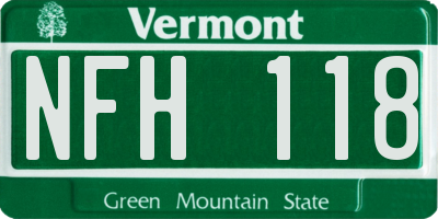 VT license plate NFH118