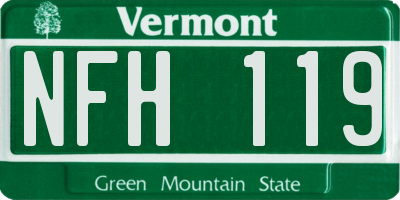VT license plate NFH119