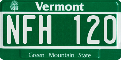 VT license plate NFH120