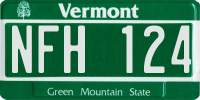 VT license plate NFH124
