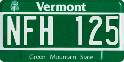 VT license plate NFH125