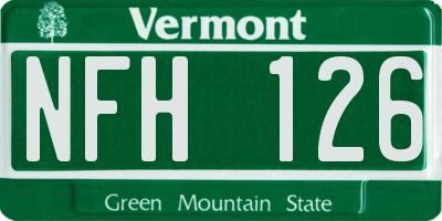 VT license plate NFH126