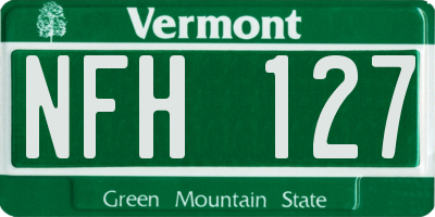 VT license plate NFH127