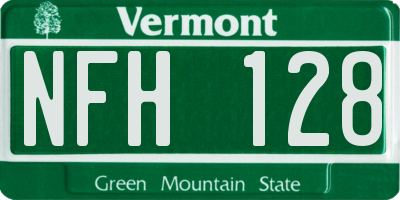 VT license plate NFH128