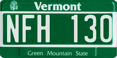 VT license plate NFH130