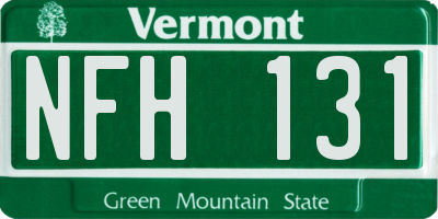 VT license plate NFH131