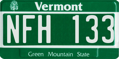 VT license plate NFH133