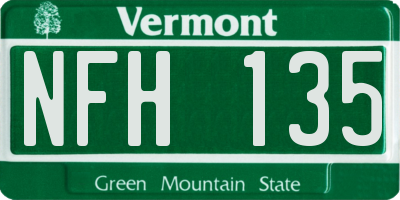 VT license plate NFH135
