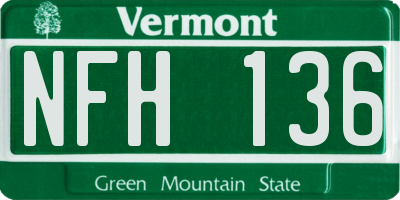 VT license plate NFH136