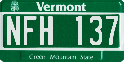 VT license plate NFH137