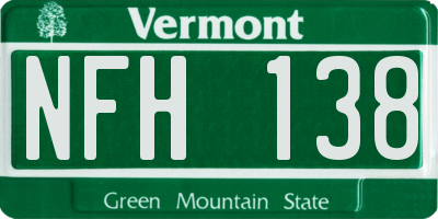 VT license plate NFH138