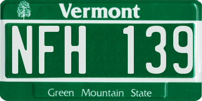 VT license plate NFH139