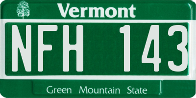 VT license plate NFH143