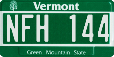 VT license plate NFH144