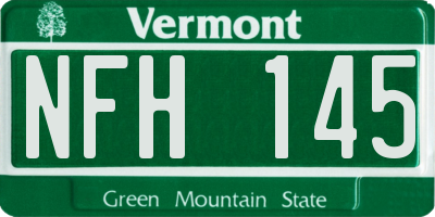 VT license plate NFH145