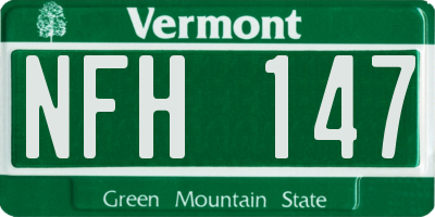 VT license plate NFH147