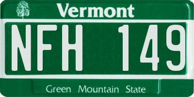 VT license plate NFH149