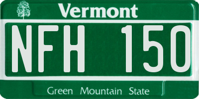 VT license plate NFH150