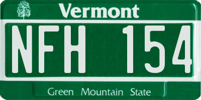 VT license plate NFH154