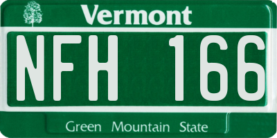 VT license plate NFH166