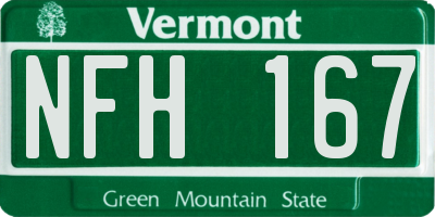 VT license plate NFH167